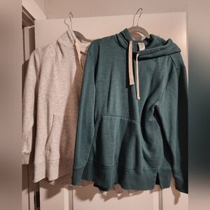 Members Mark Newport Boyfriend Pullover Hoodie - Forest, Cream